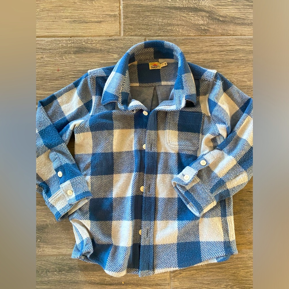 Kids Blue Plaid Shirt Faherty Size 6 Boys Sweater Shirt